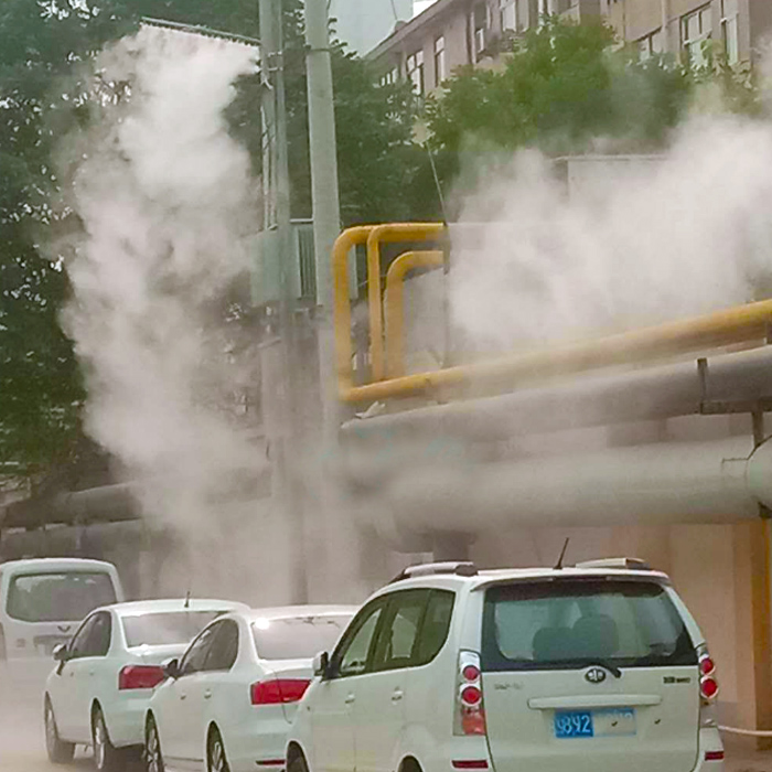 山東菏澤路燈桿噴霧降塵系統(tǒng)，智慧路燈桿安裝噴霧降塵設備